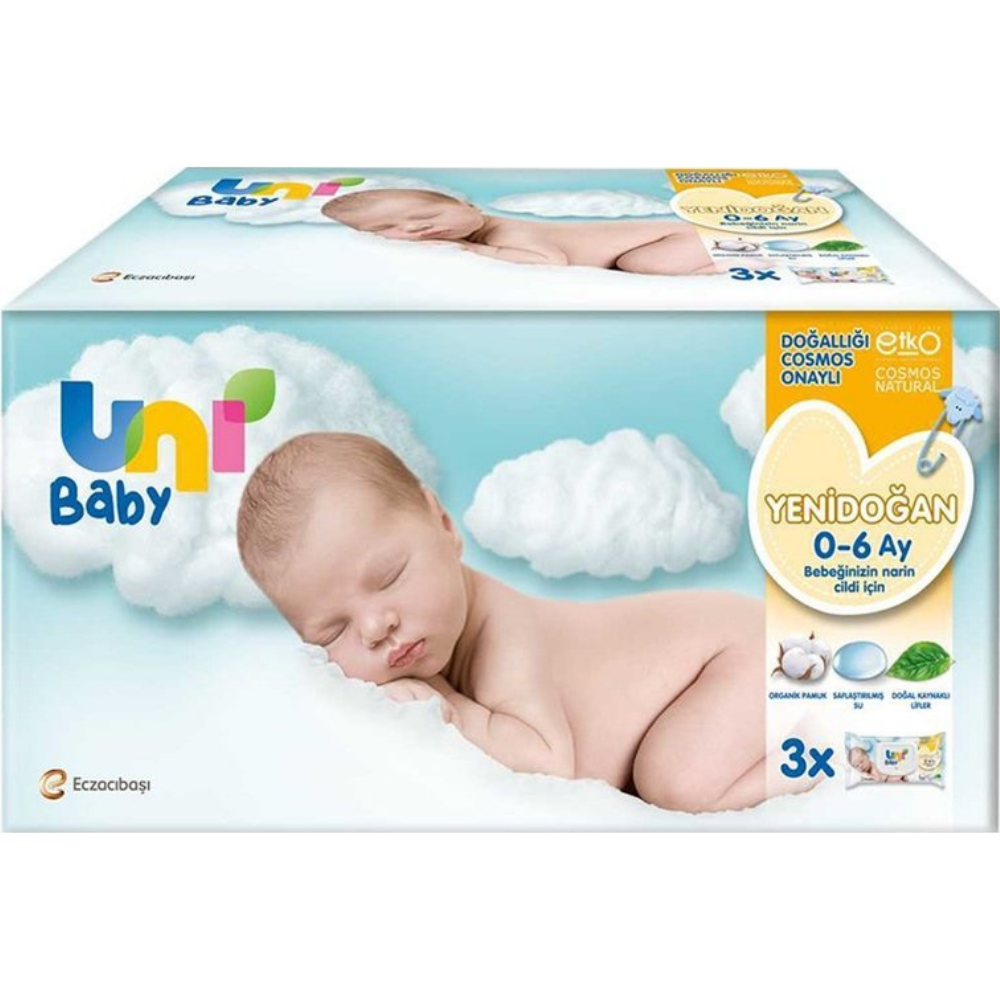 Uni Baby Yenidoğan Islak Mendil 40 Yaprak 3 Lü