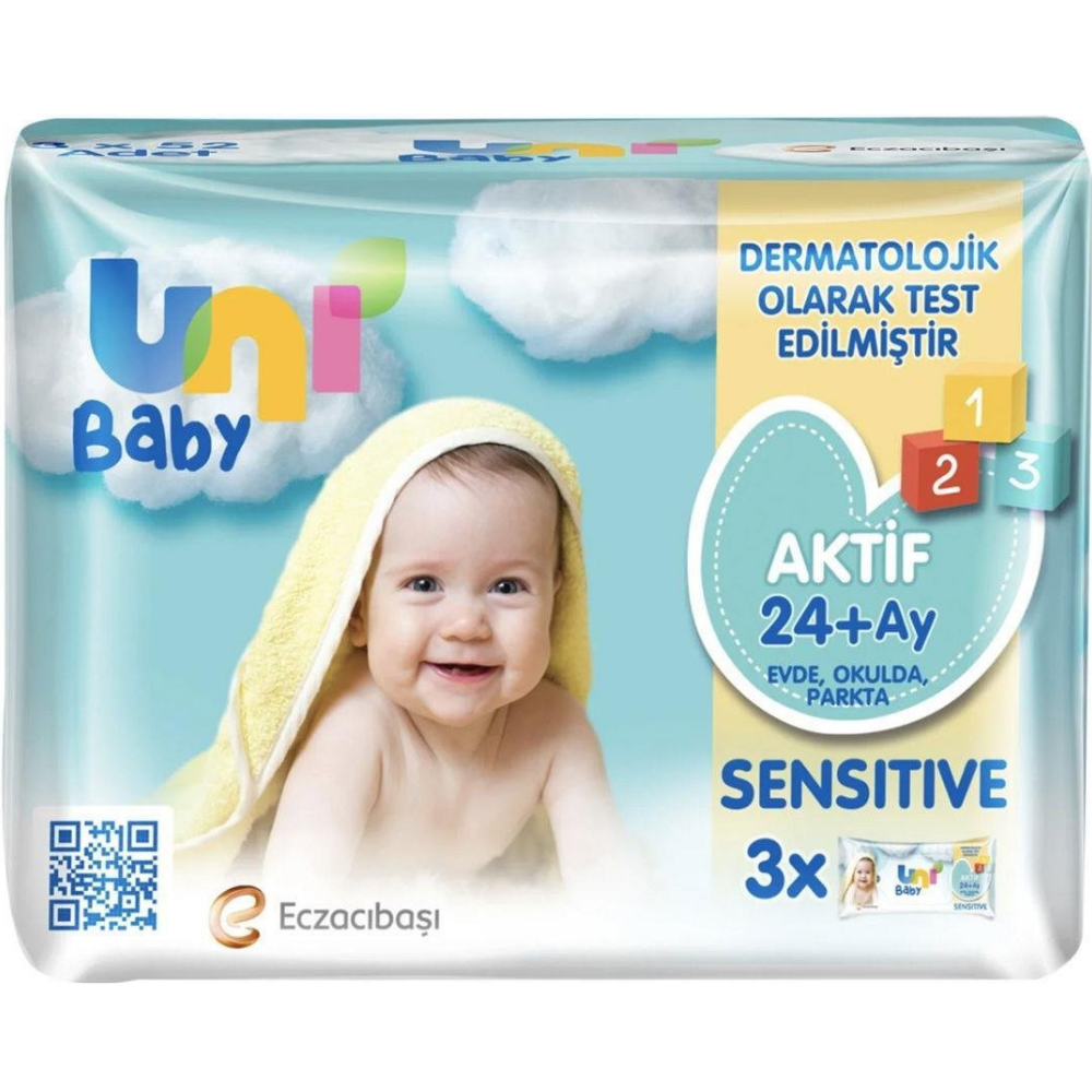 Uni Baby Aktif Sensitive Islak Mendil 24+ Ay 52 Yaprak 3'Lü